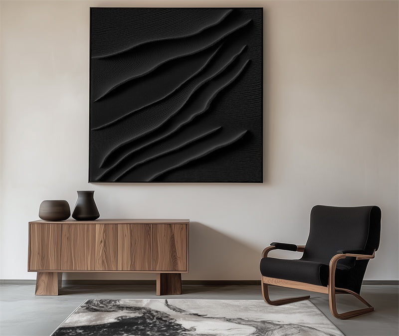 black abstract painting for modern decor