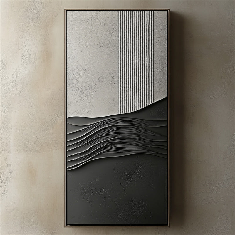 black and grey abstract minimalist painting