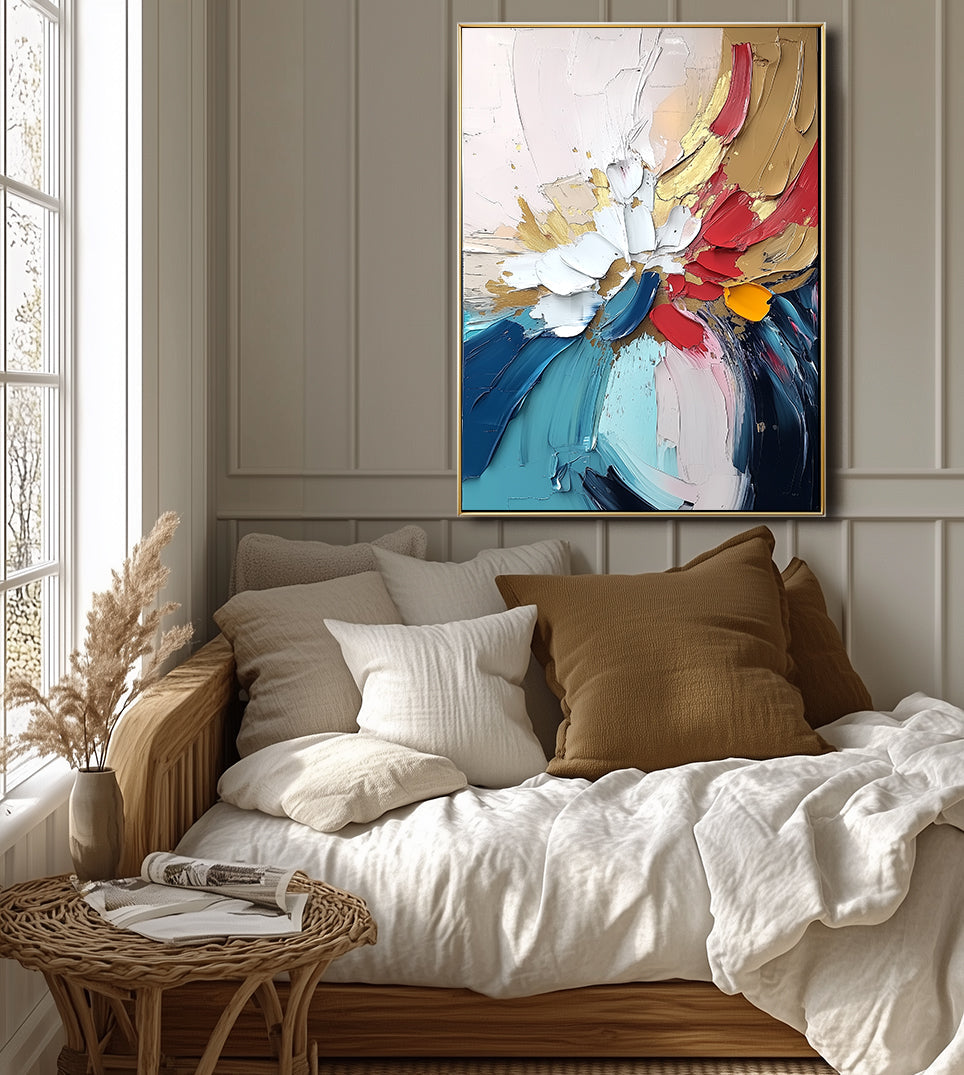 bold abstract textured floral painting