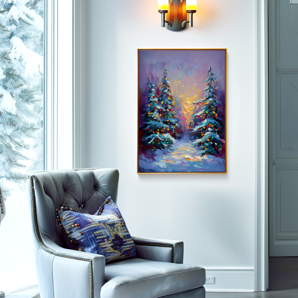 Enchanted Pines – Textured Christmas Tree Oil Painting