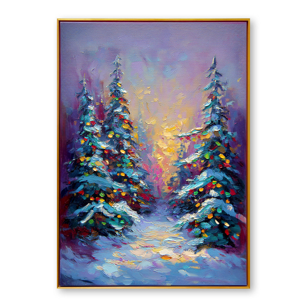 Enchanted Pines – Textured Christmas Tree Oil Painting