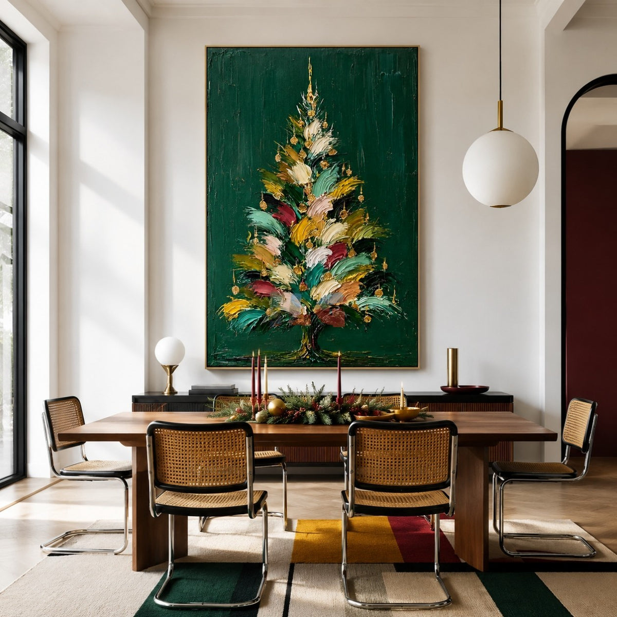 Festive Brushstroke Evergreen – Christmas Tree Textured Wall Art