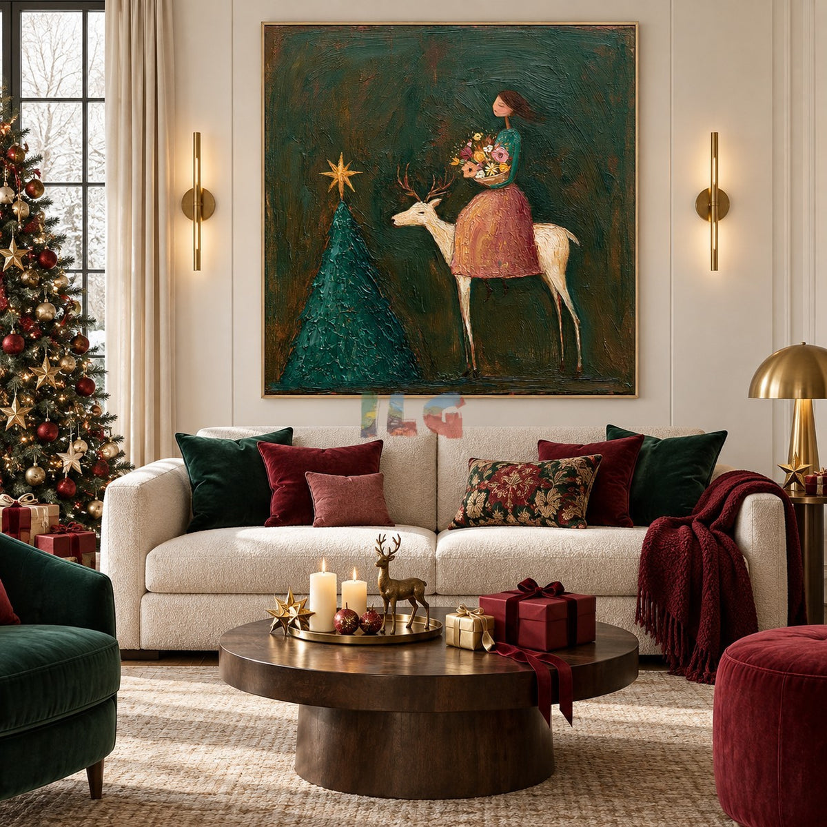 Forest Star Rider – Figurative Floral Deer Wall Art