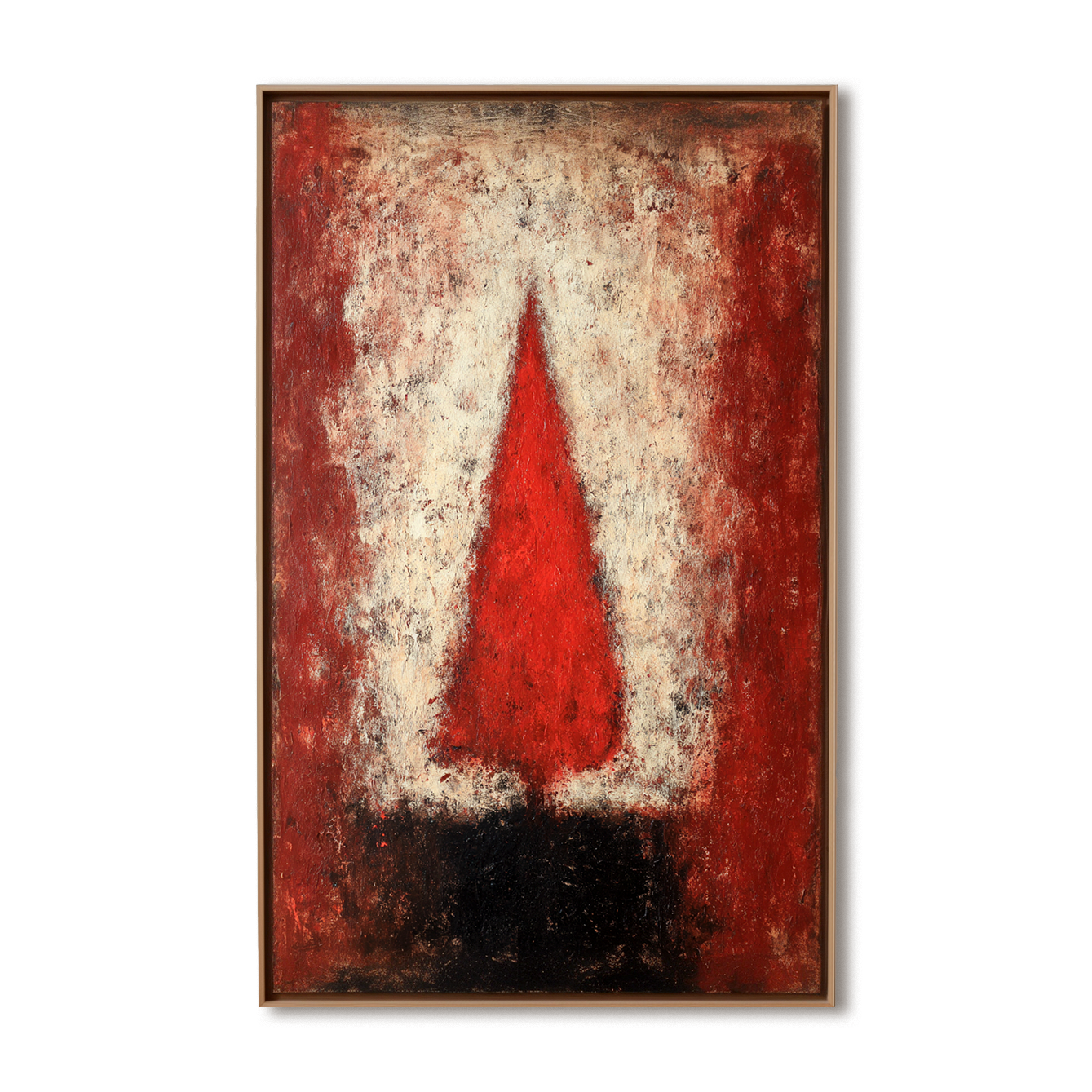 Inferno Fir - Red Abstract Christmas Tree Oil Painting on Canvas, Textured Modern Holiday Wall Art