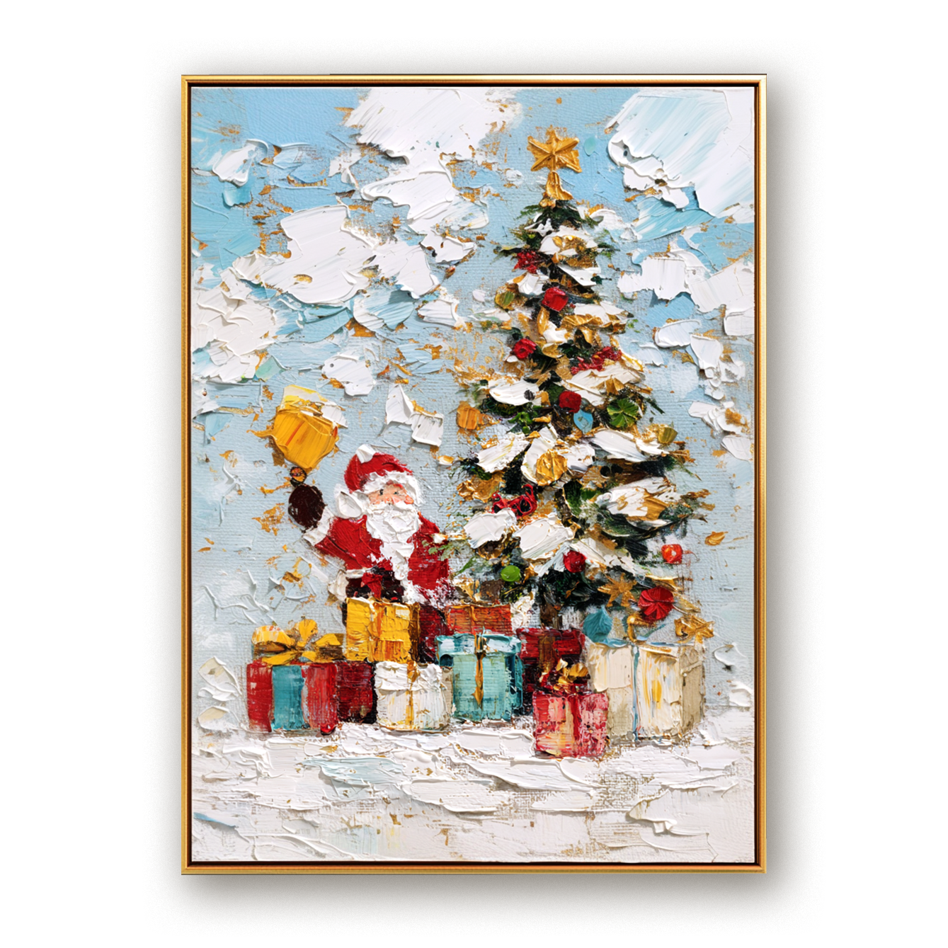 Santa’s Gift Day – Textured Christmas Tree Palette Knife Painting