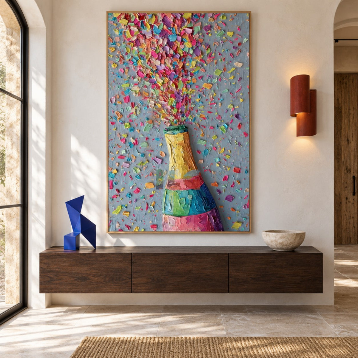Confetti Canopy – Colorful Impasto Bouquet Abstract Wall Art