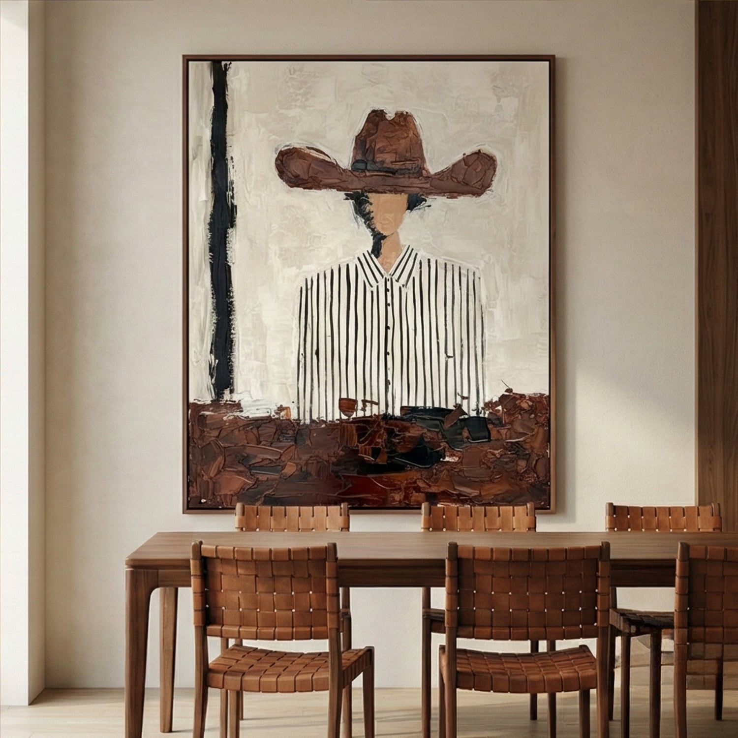 Desert Lines – Hand-Painted 3D Abstract Figure Canvas