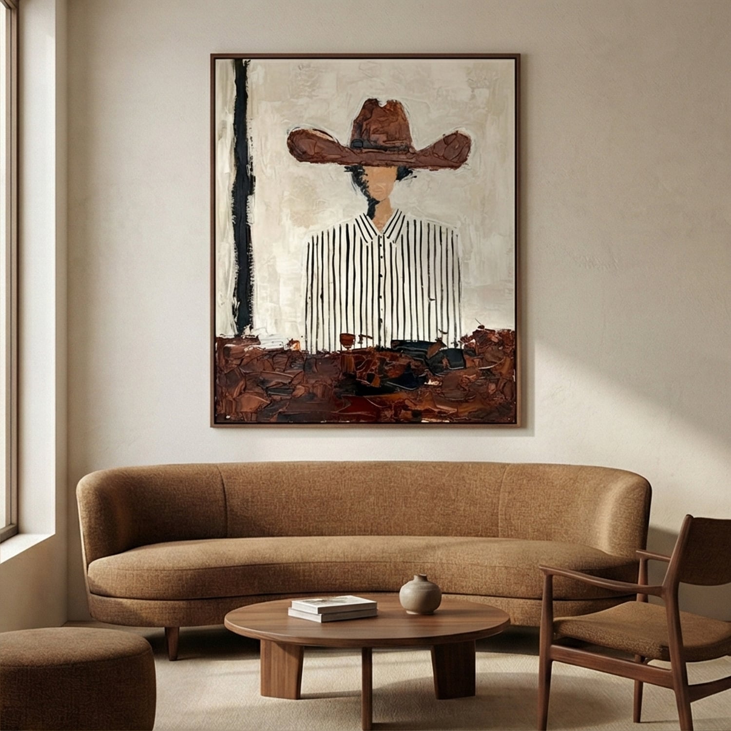 Desert Lines – Hand-Painted 3D Abstract Figure Canvas