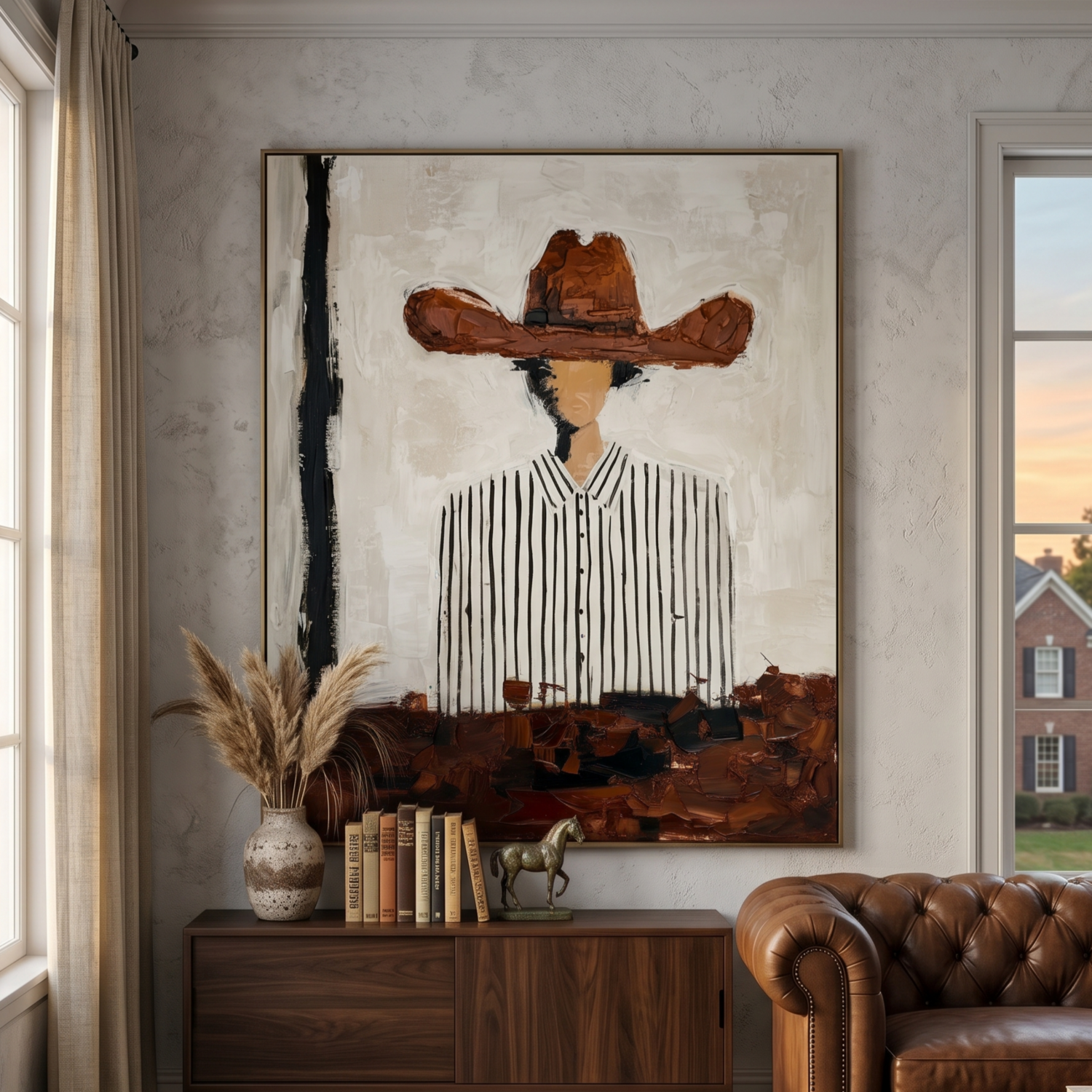 Desert Lines – Hand-Painted 3D Abstract Figure Canvas