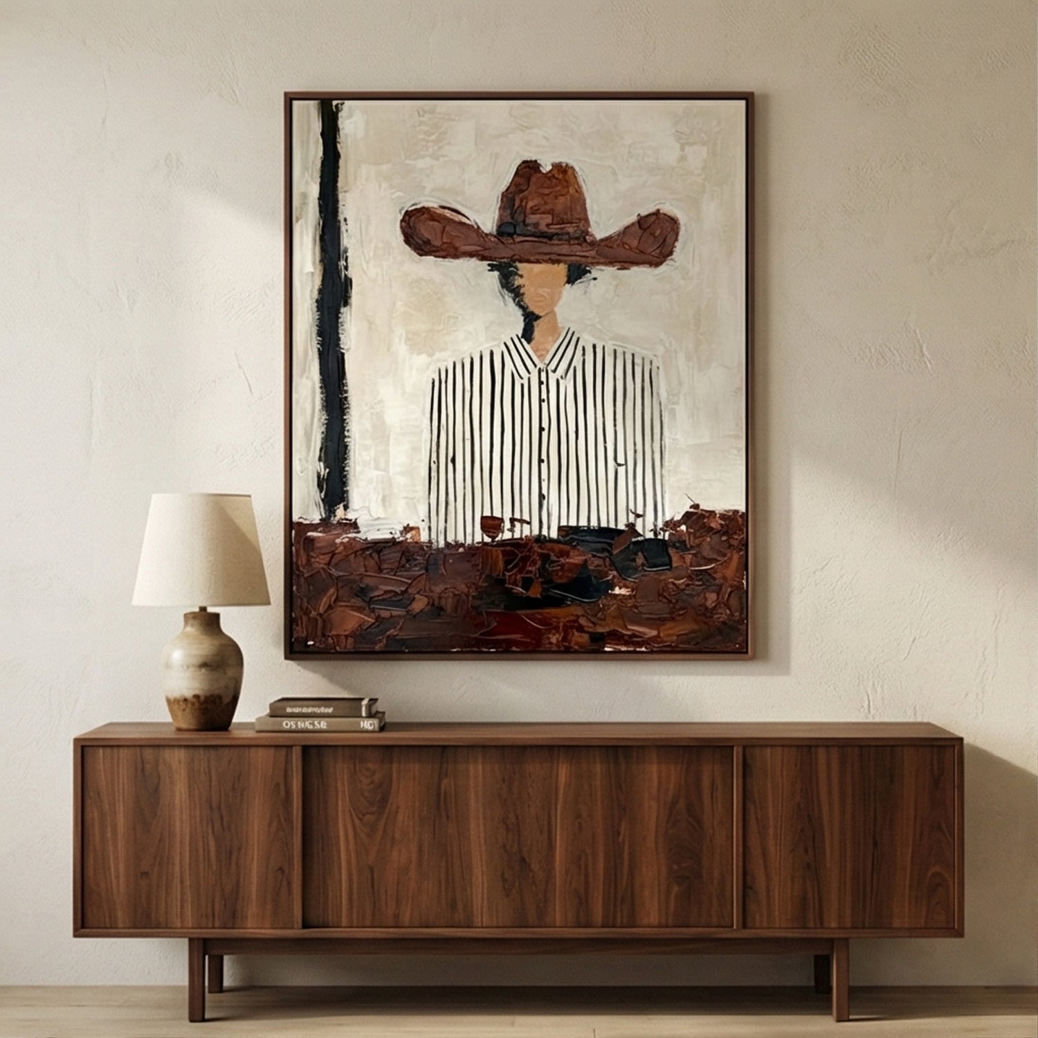 Desert Lines – Hand-Painted 3D Abstract Figure Canvas