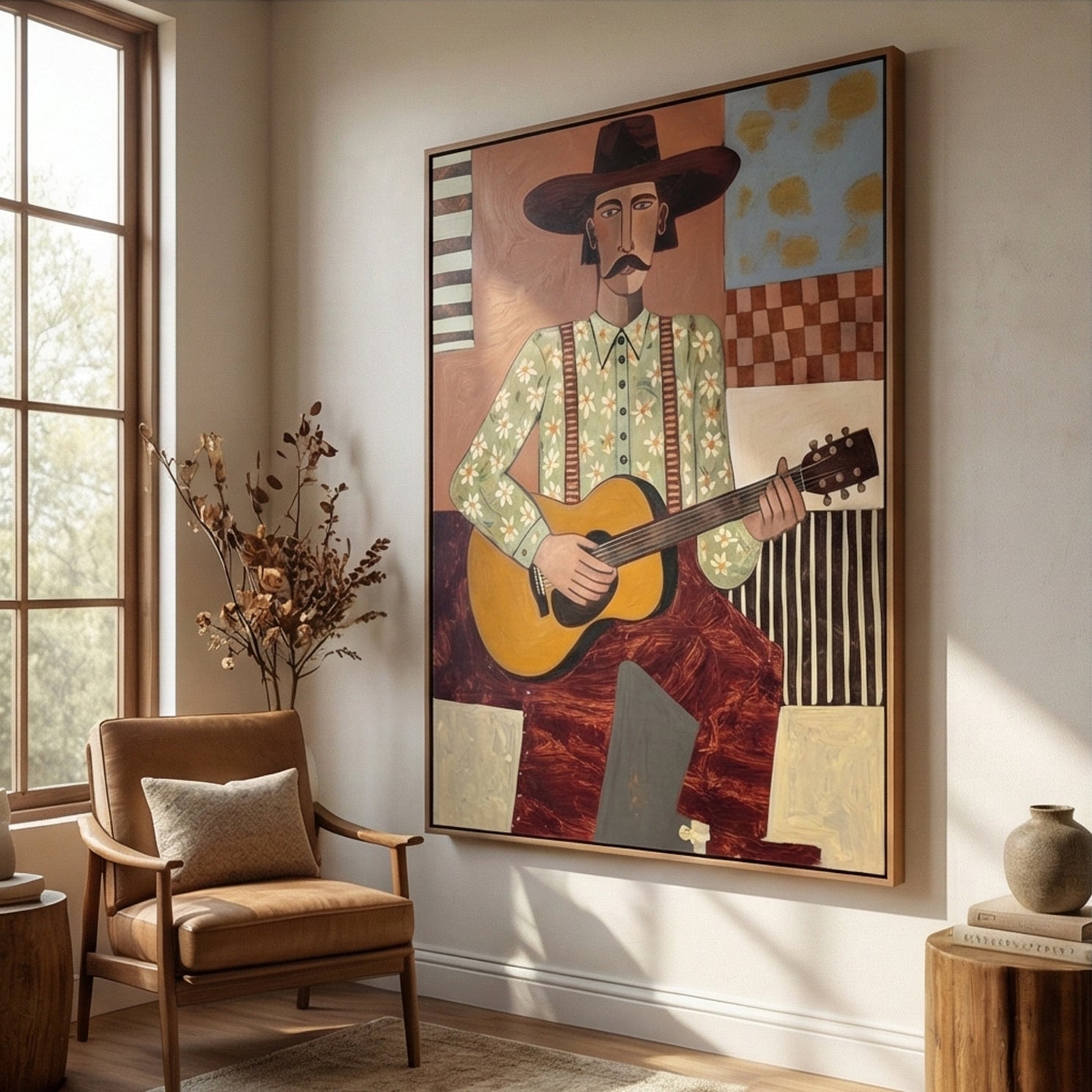 Melody in Bloom – Hand-Painted 3D Abstract Musician Canvas