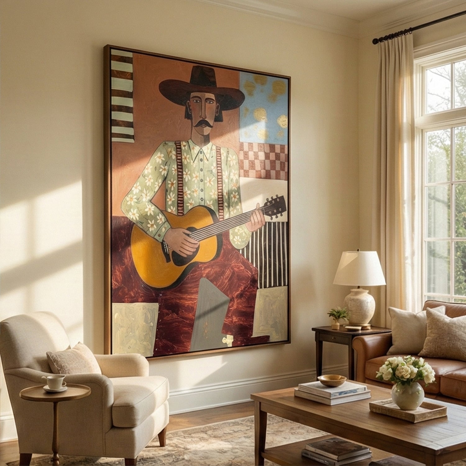 Melody in Bloom – Hand-Painted 3D Abstract Musician Canvas