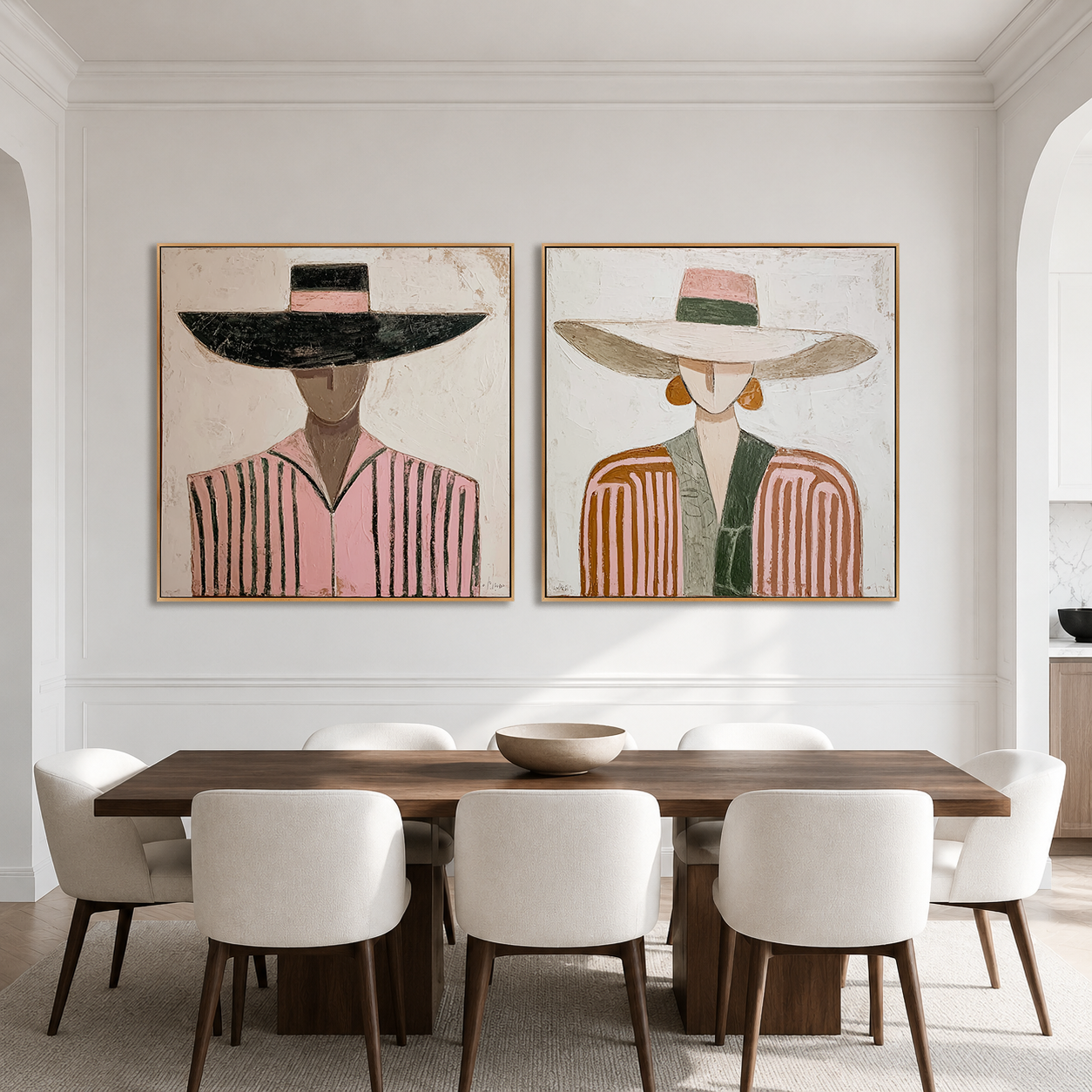 Silent Elegance – Hand-Painted Abstract Figures 3D Canvas Art