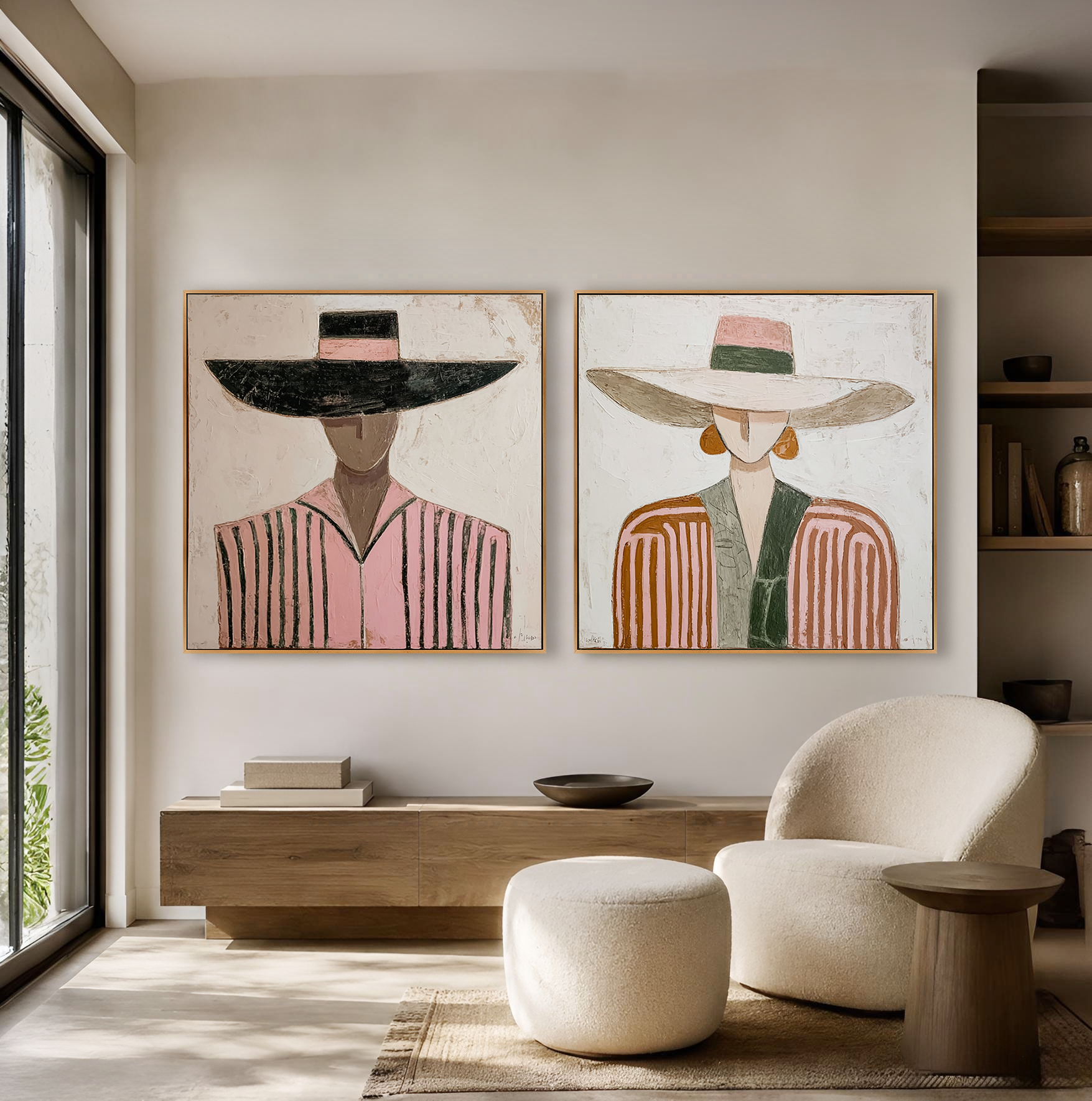 Silent Elegance – Hand-Painted Abstract Figures 3D Canvas Art