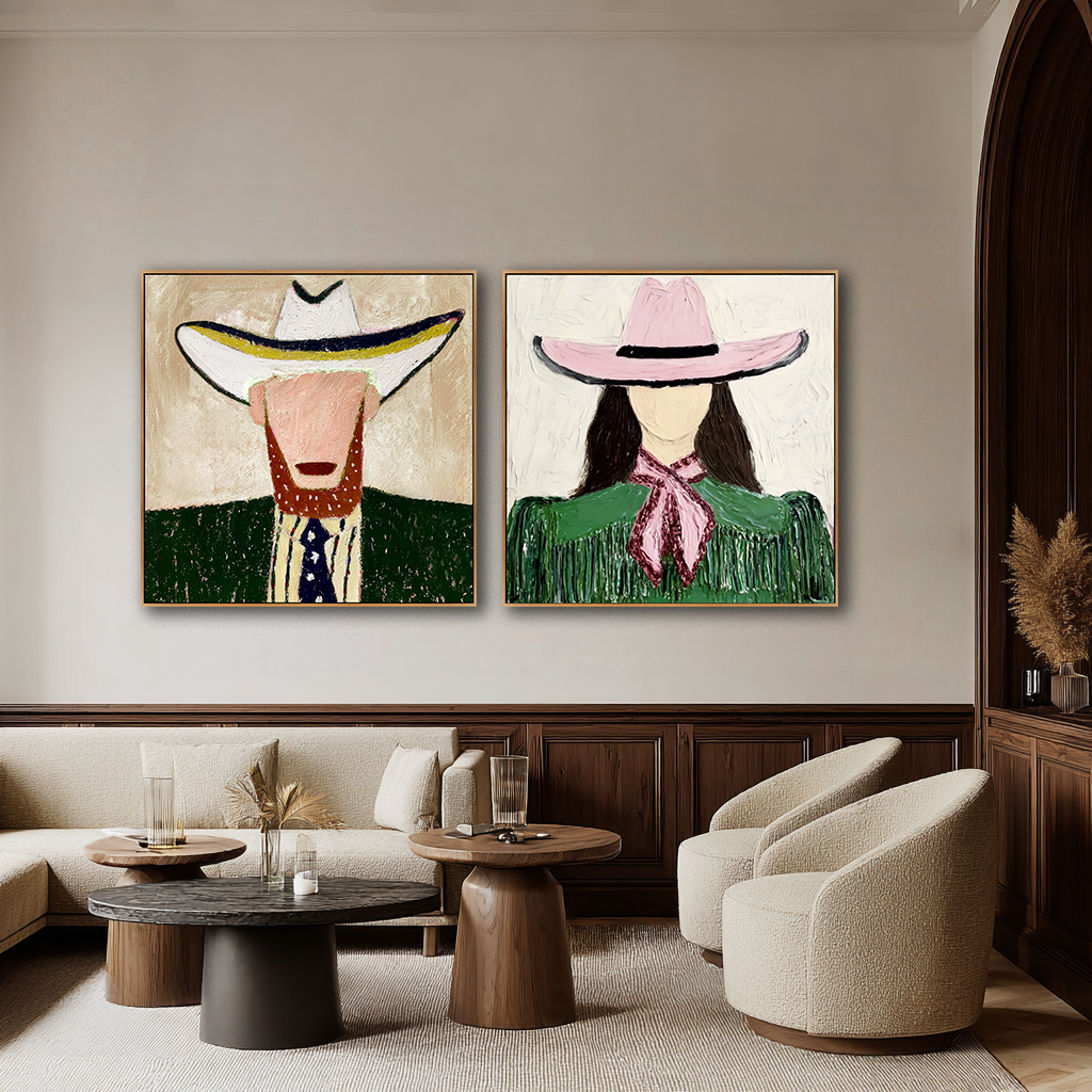 Twilight Duo – Hand-Painted 3D Abstract Figures Canvas Set