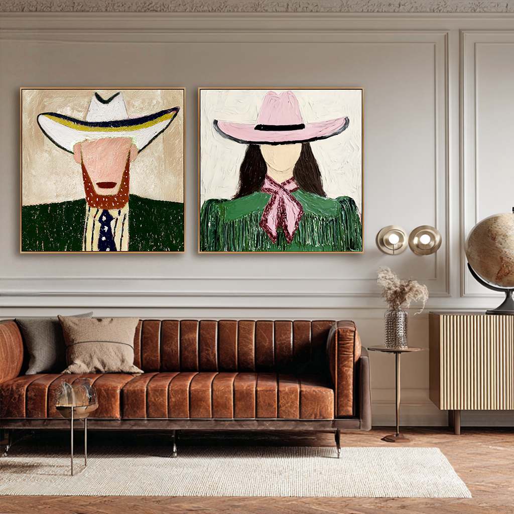 Twilight Duo – Hand-Painted 3D Abstract Figures Canvas Set