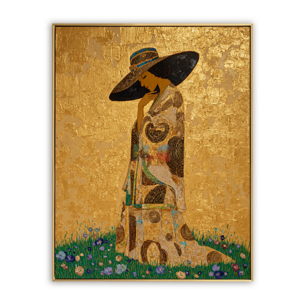 Sunlit Kimono Muse – Ornate Figurative Floral Wall Art