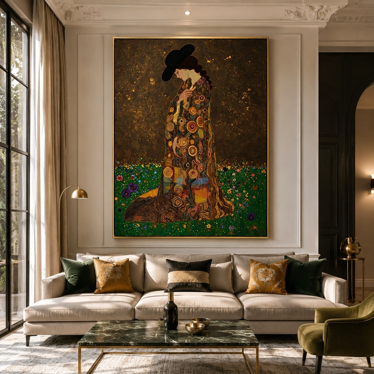 Velvet Bloom Heiress – Ornate Figurative Floral Wall Art