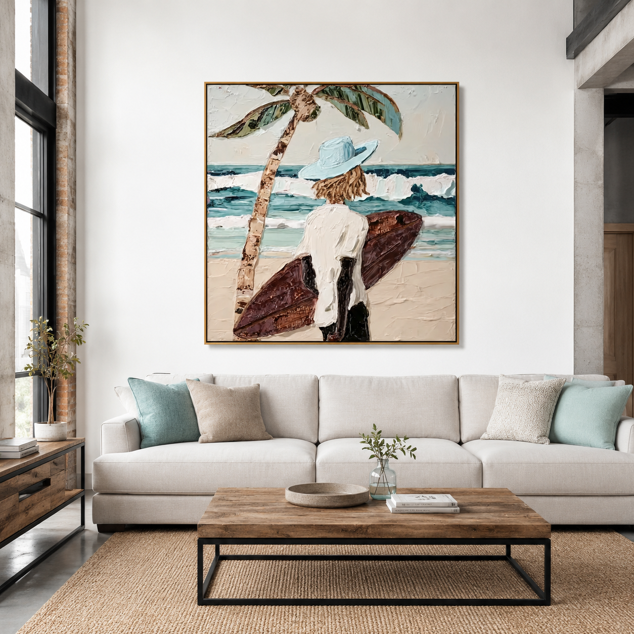 Azure Solitude – Coastal Surfboard Ocean Wall Art