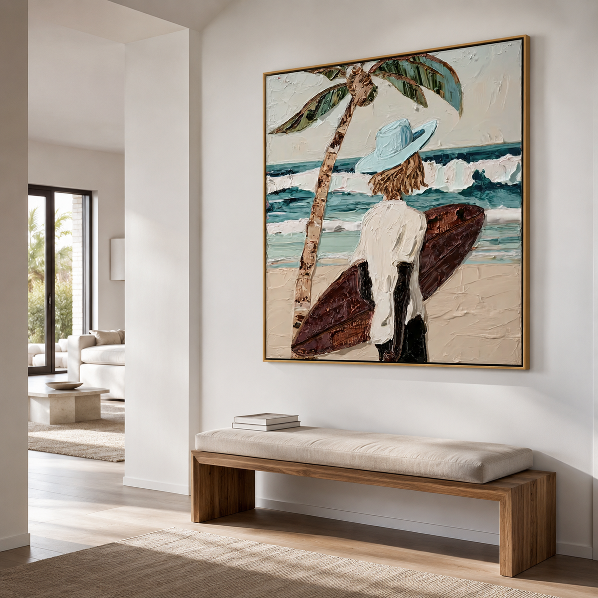 Azure Solitude – Coastal Surfboard Ocean Wall Art
