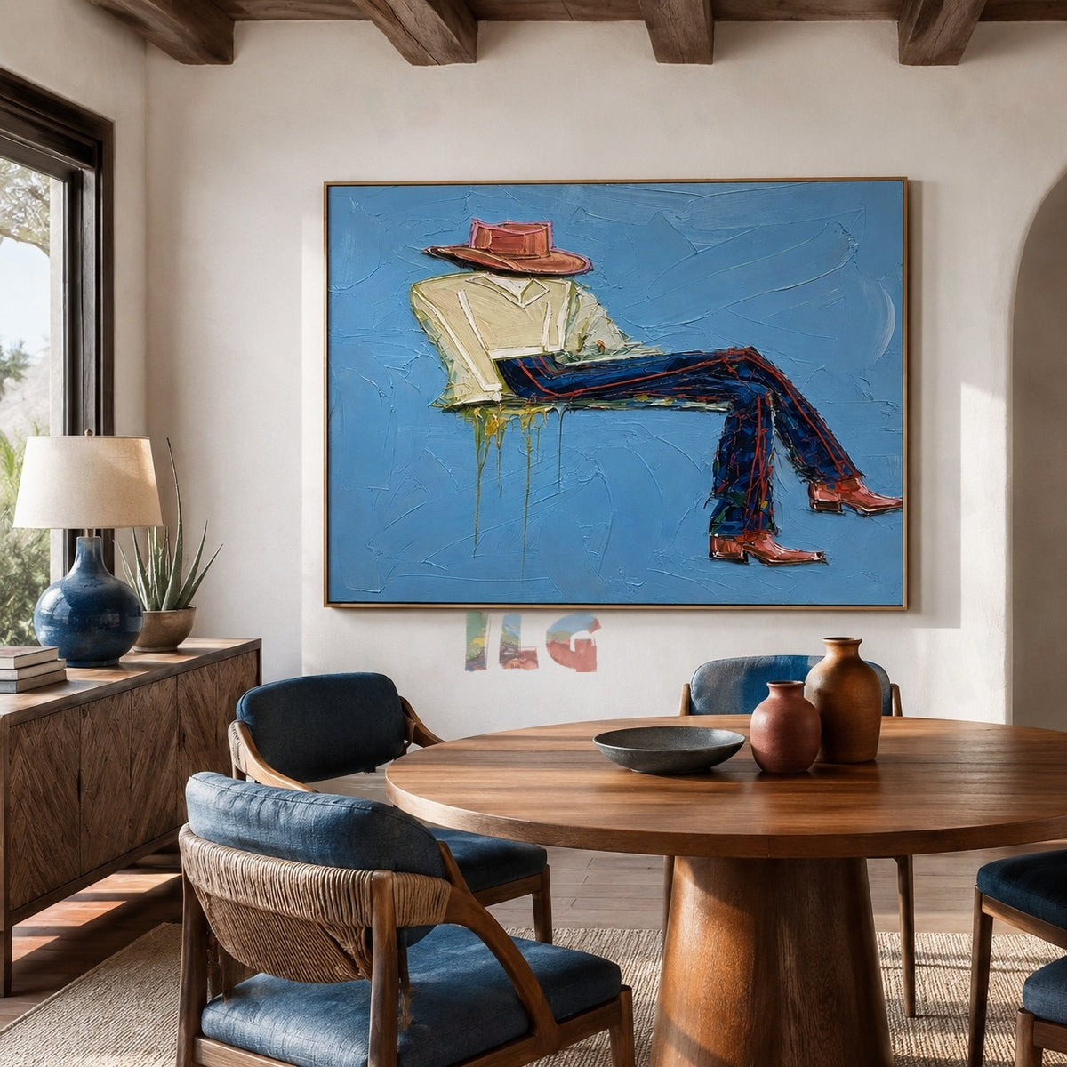Blue Drift Lounge – Modern Reclining Figurative Wall Art