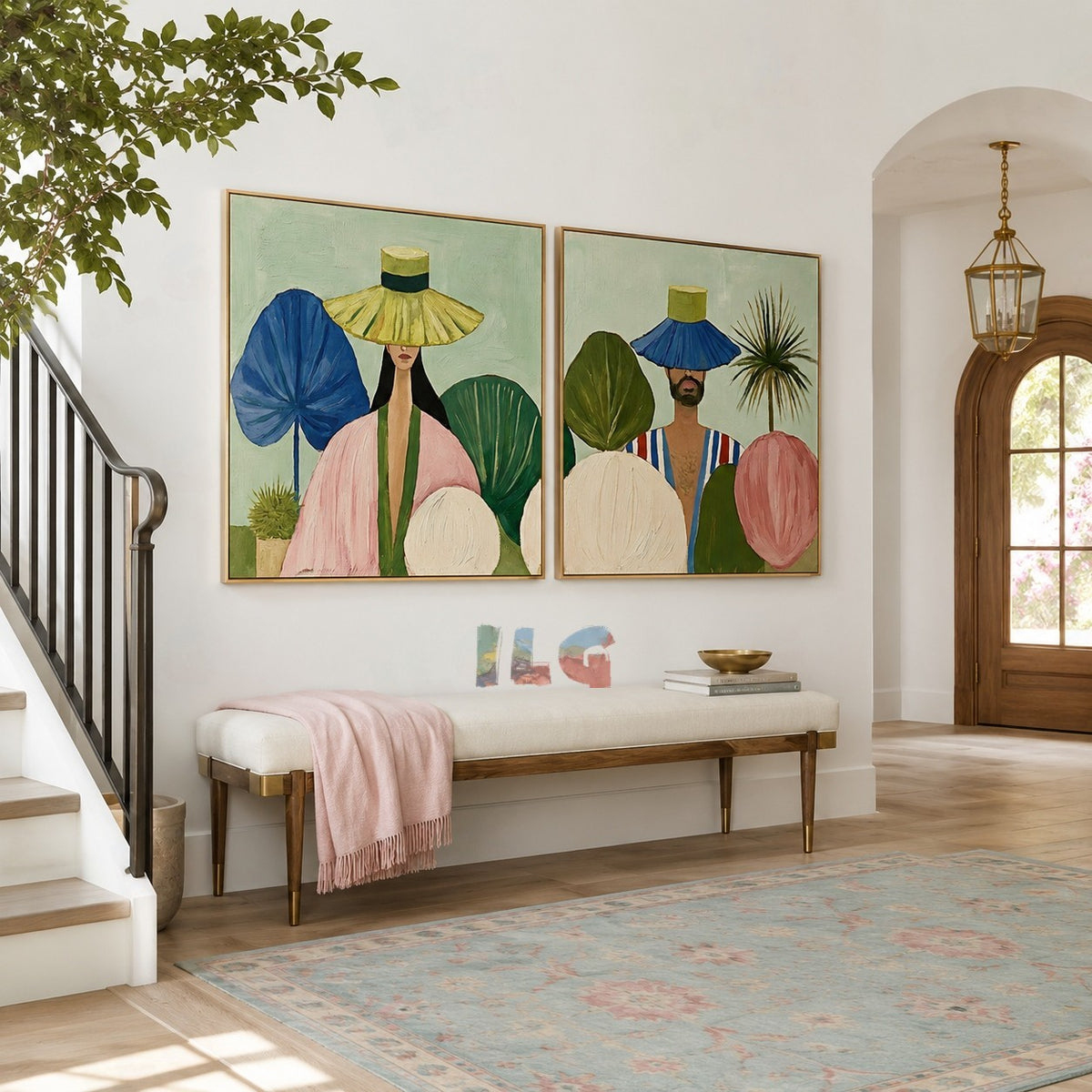Botanical Hat Stories – Abstract Portrait Wall Art Set