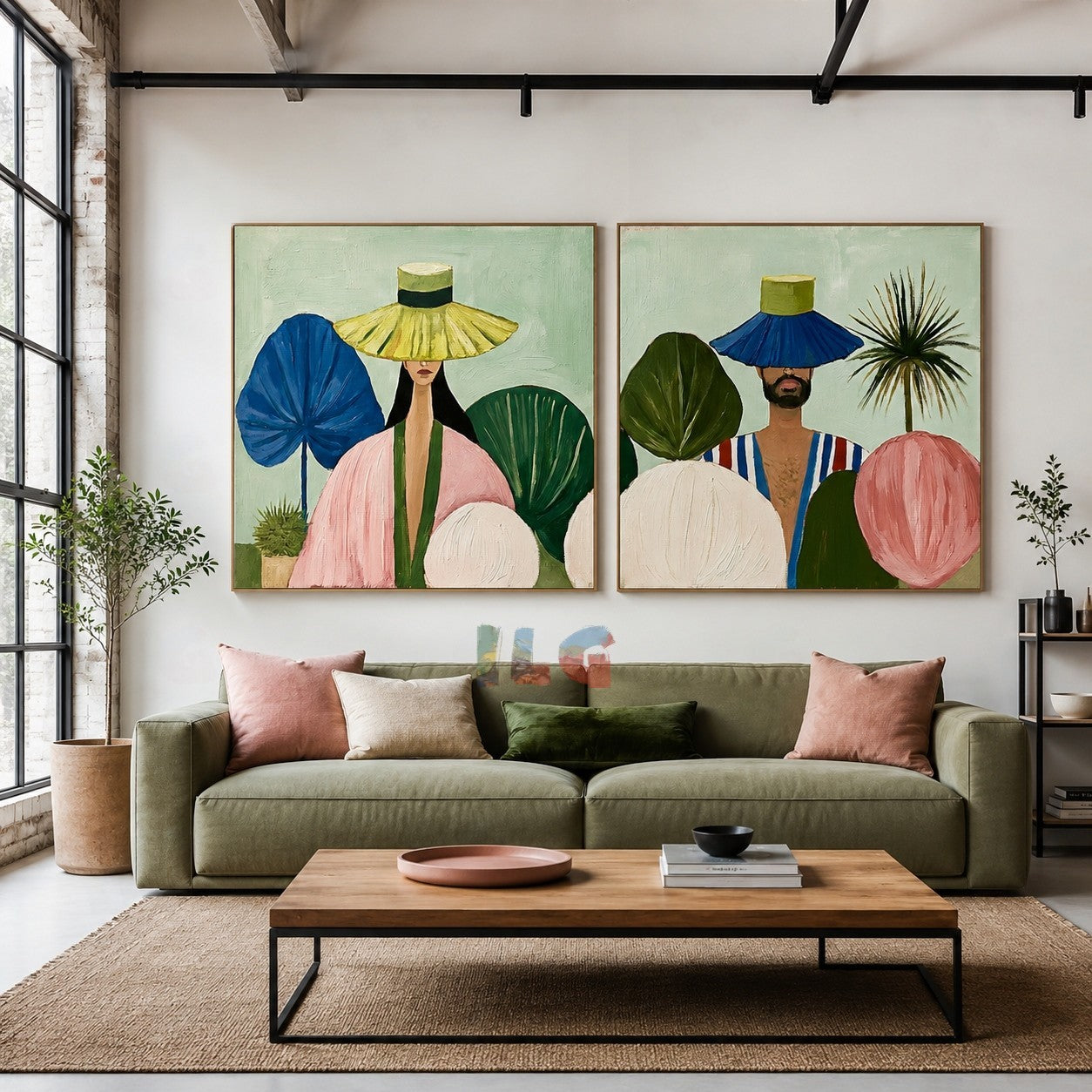 Botanical Hat Stories – Abstract Portrait Wall Art Set