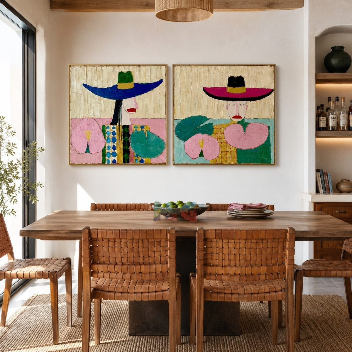 Colorful Desert Muse – Abstract Portrait Wall Art Set