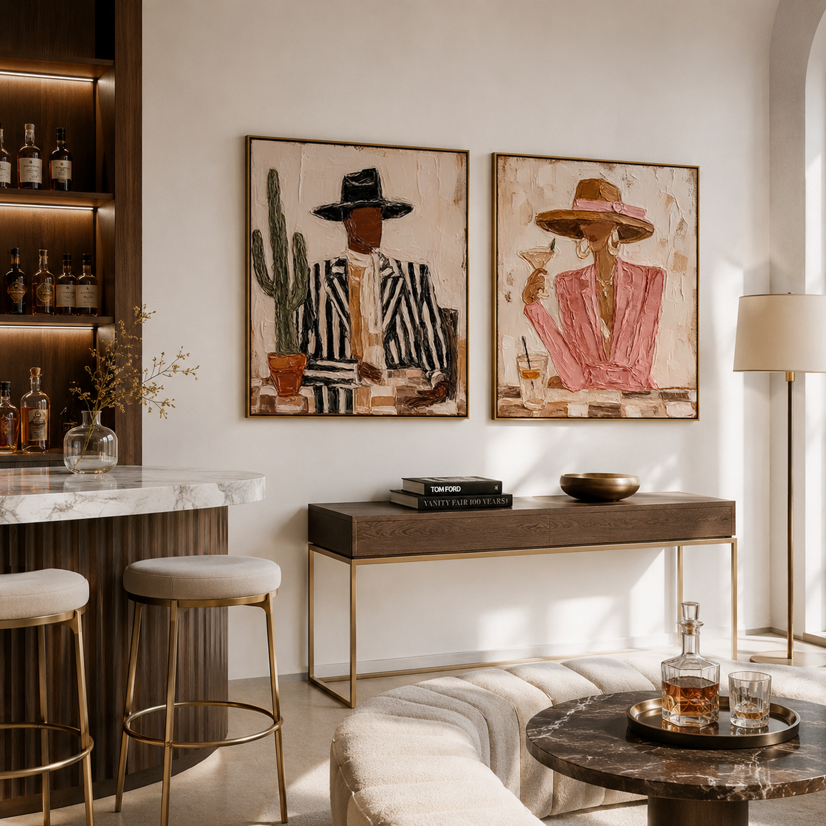 Desert Chic Duo – Abstract Fashion Portrait Wall Art