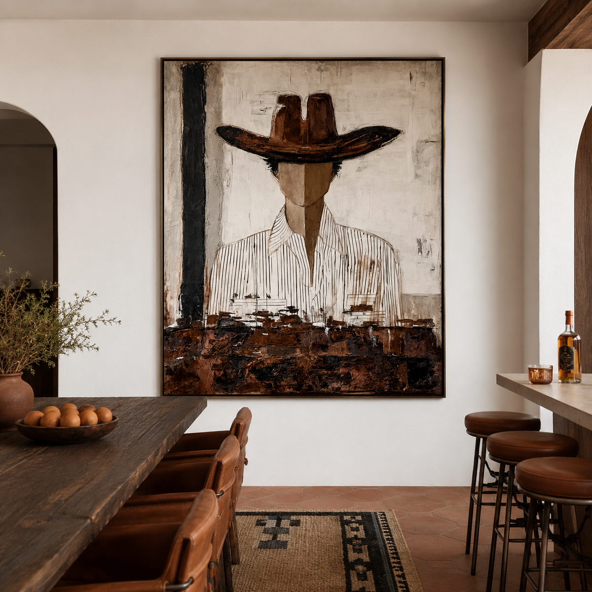 Desert Nomad Portrait – Abstract Cowboy Wall Art