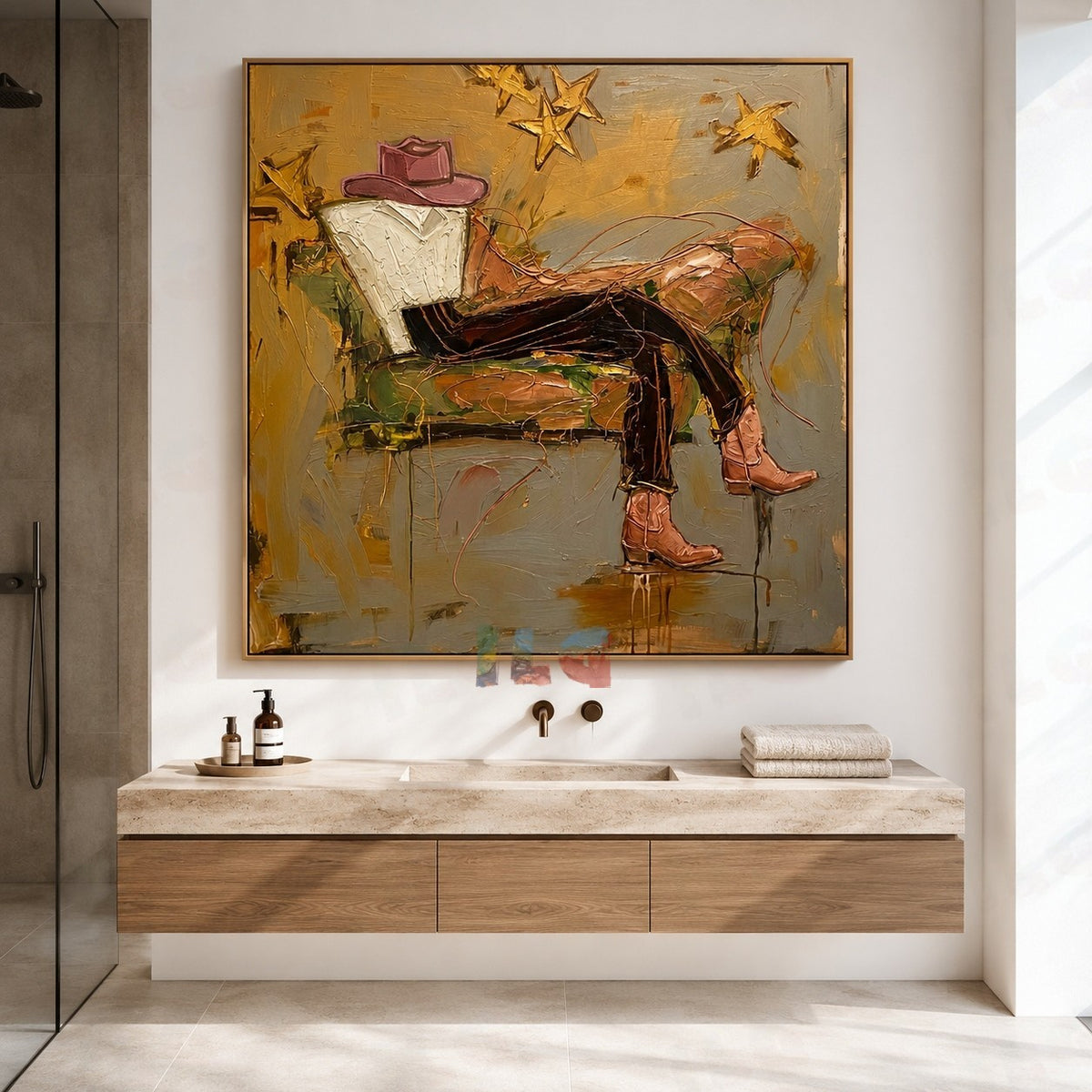 Golden Echo Wanderer – Contemporary Figurative Wall Art