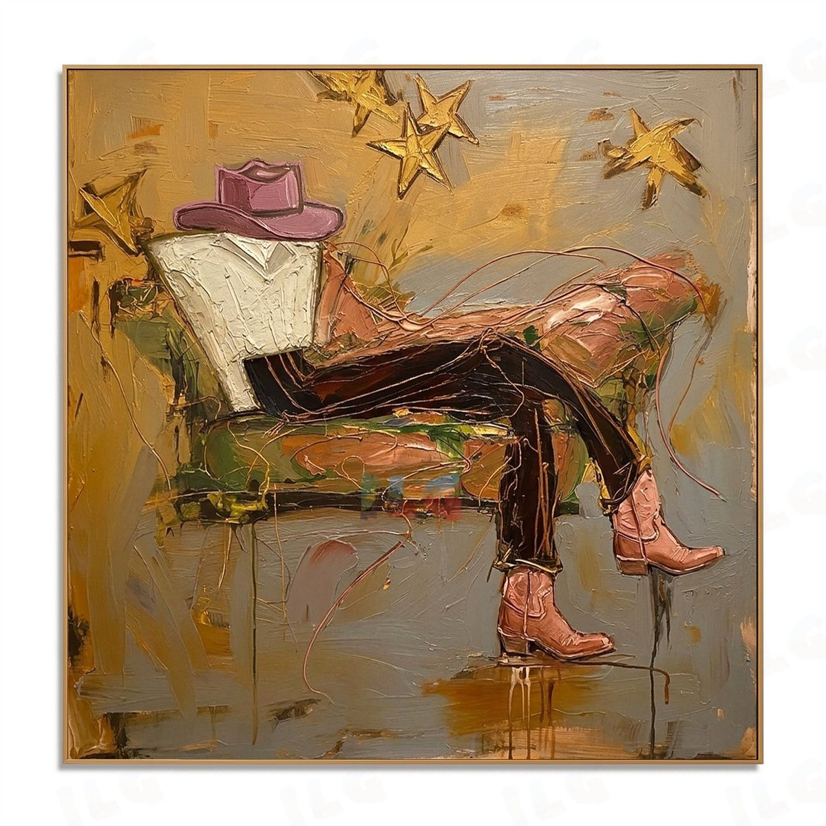 Golden Echo Wanderer – Contemporary Figurative Wall Art