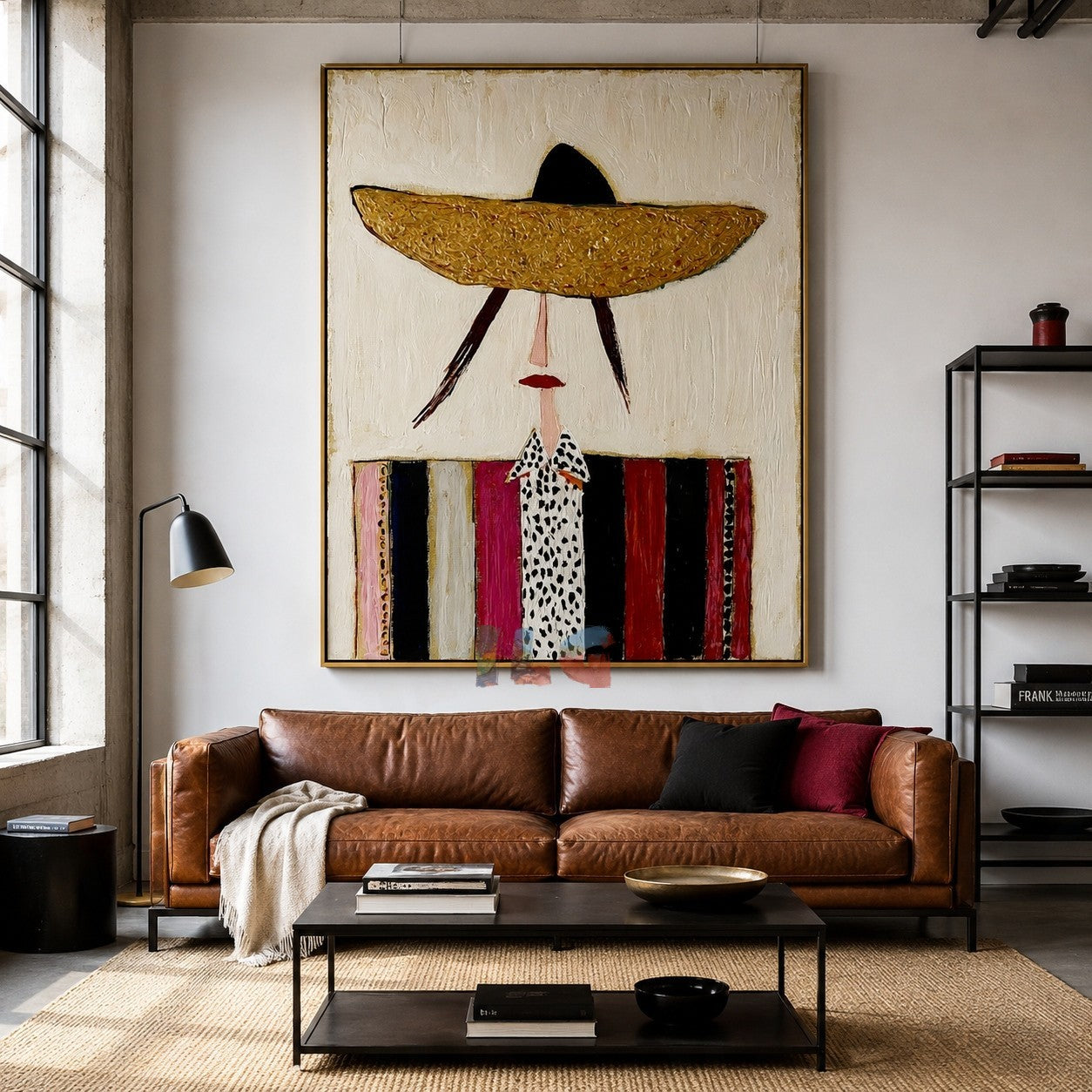 Golden Hat Muse – Abstract Figurative Wall Art
