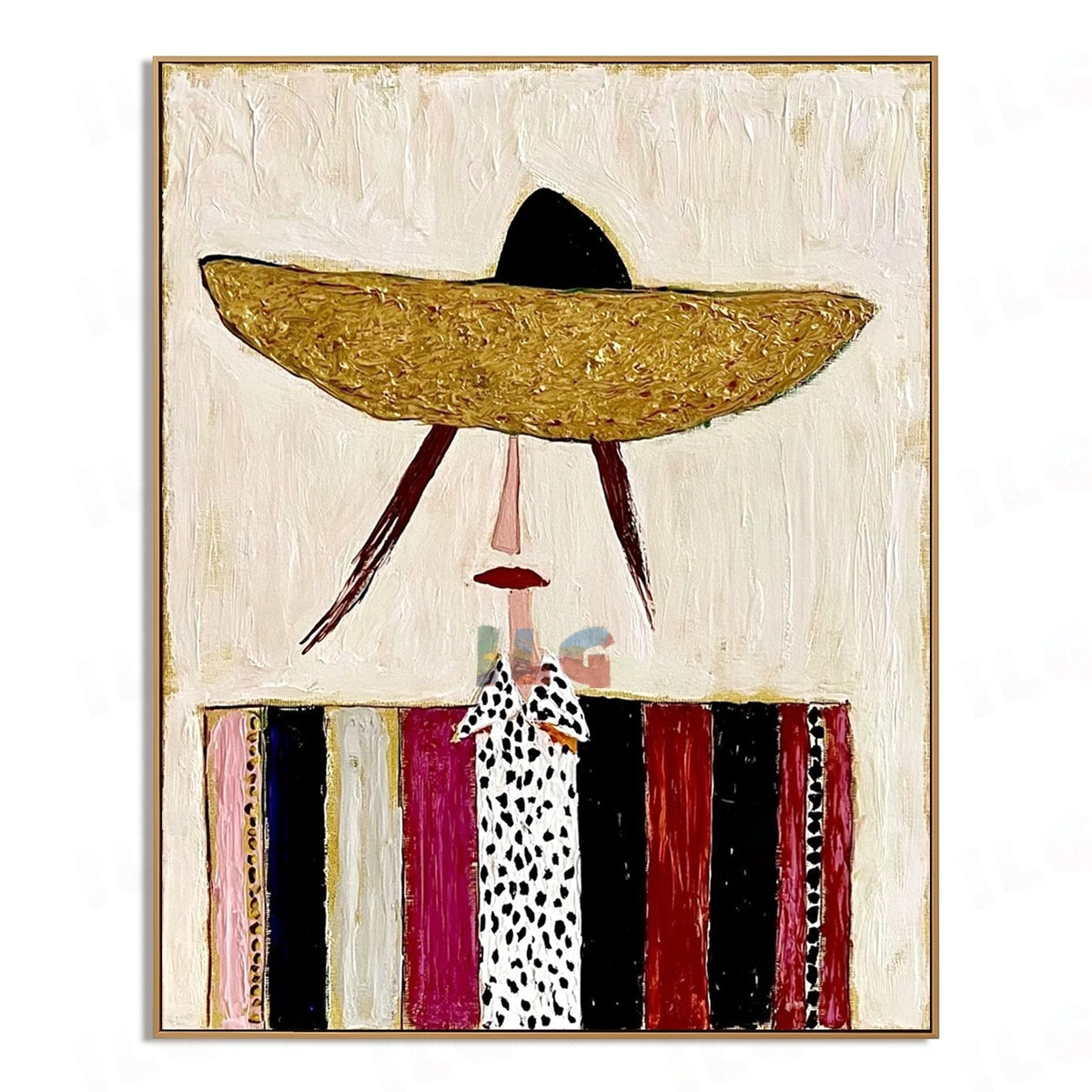 Golden Hat Muse – Abstract Figurative Wall Art