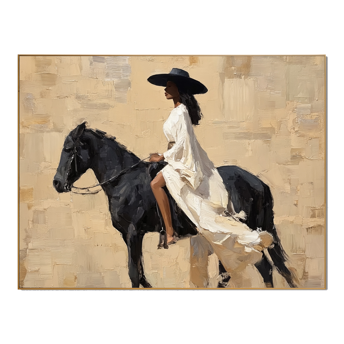 Midnight Rider – Elegant Horseback Figurative Wall Art