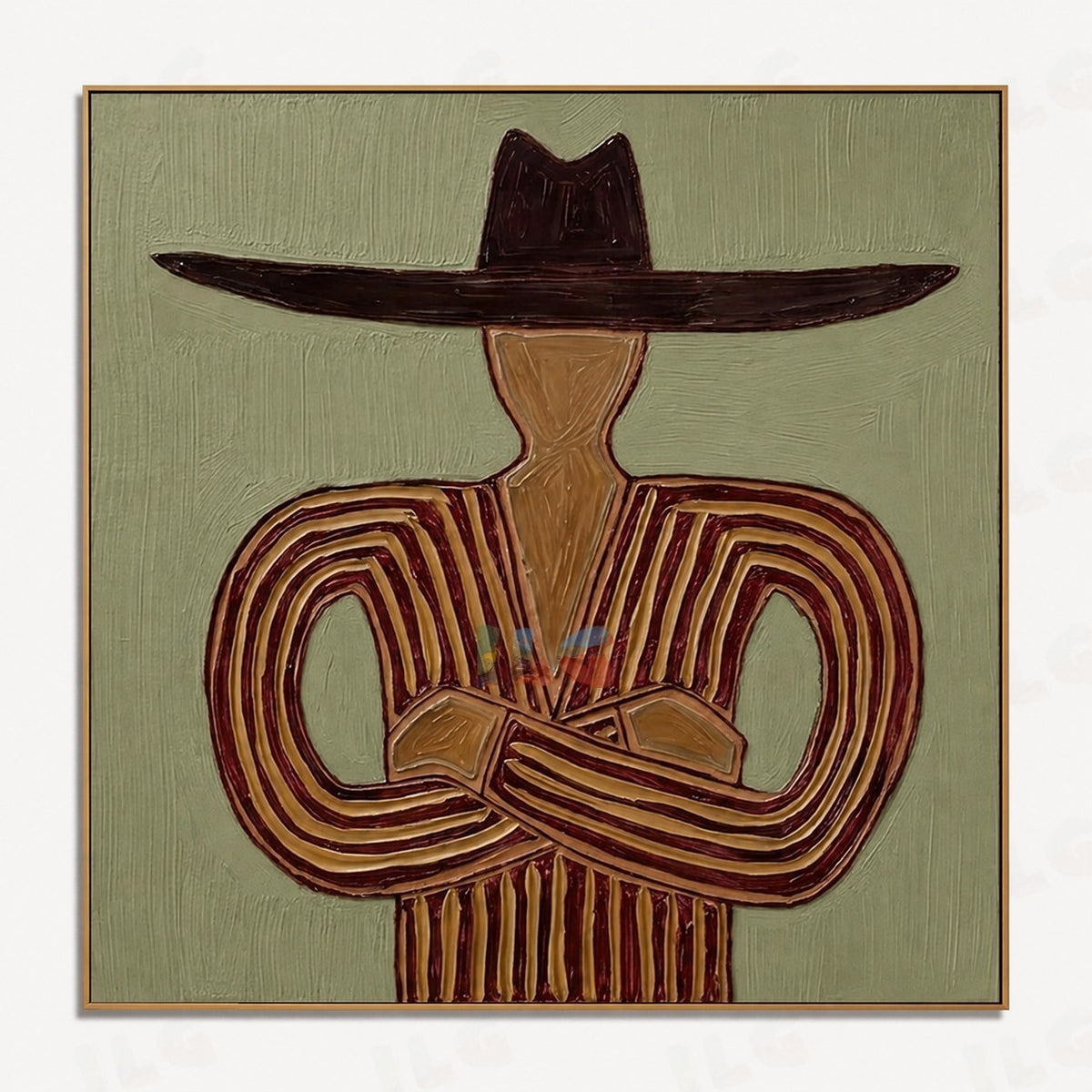 Olive Geometry Muse – Modern Abstract Figurative Wall Art