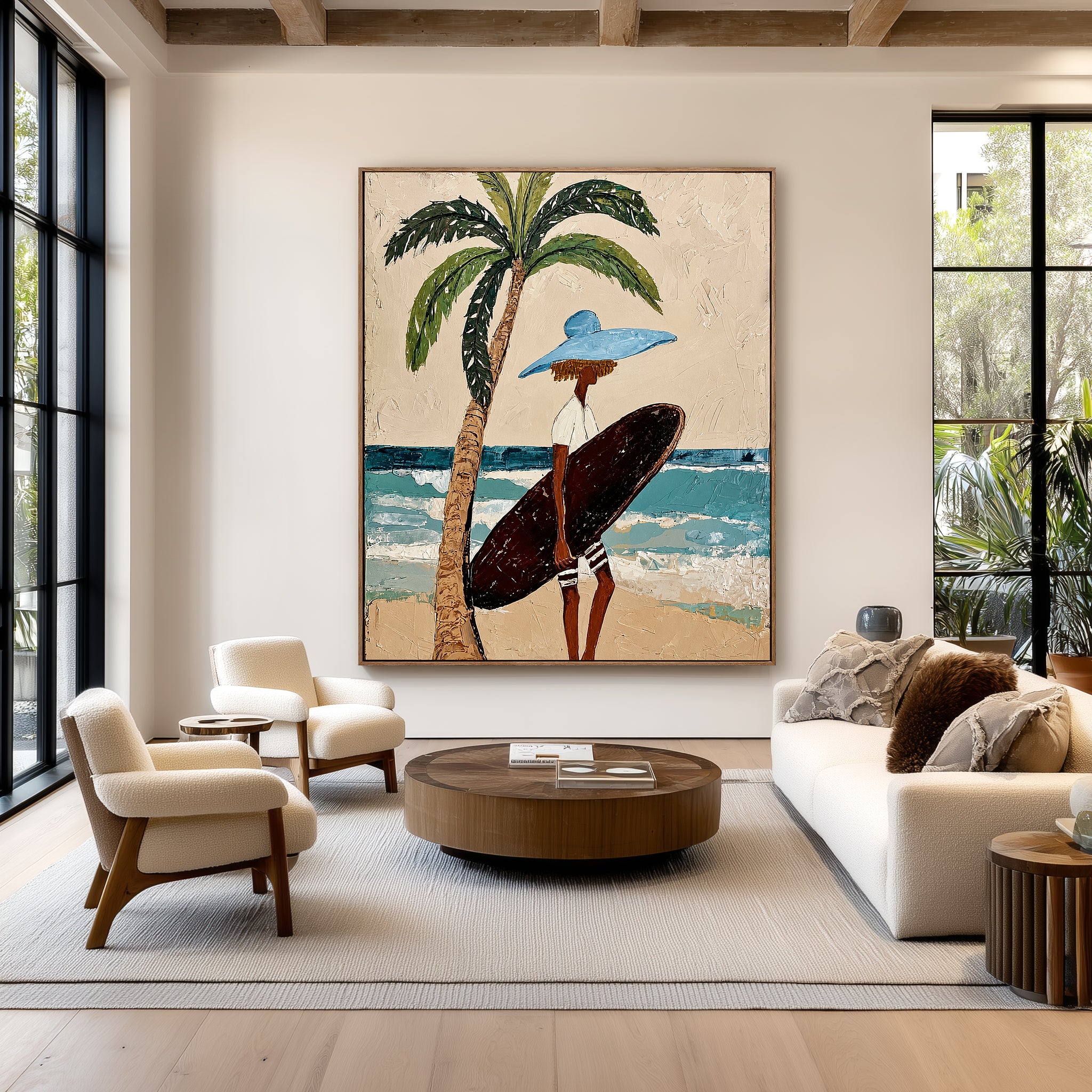 Palm Breeze Voyager – Coastal Figurative Wall Art