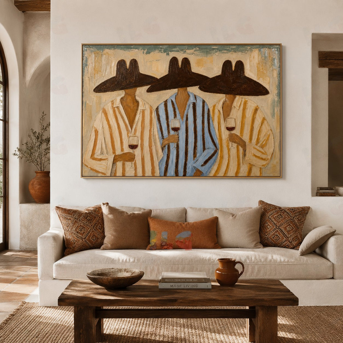 Sunset Lounge – Three Figures in Wide Brim Harmony