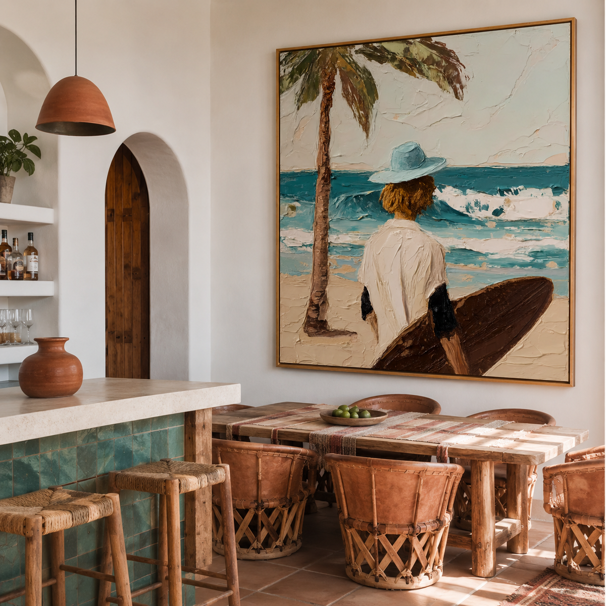 Tidebound Solitude – Coastal Surfboard Wall Art