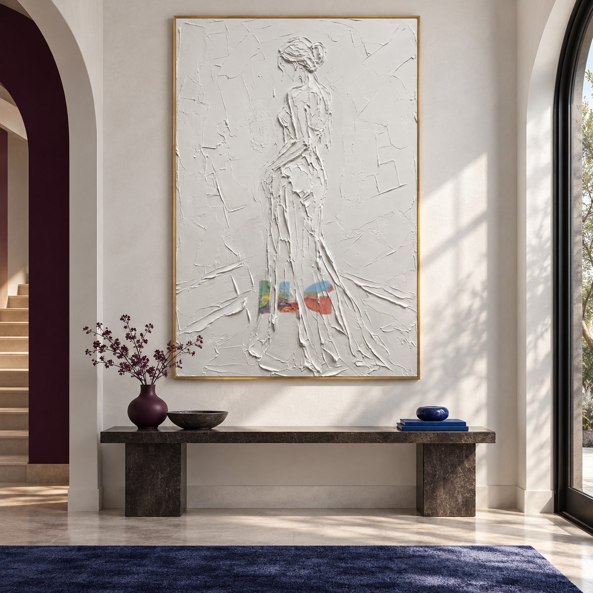 Veil of Stillness – White Sculptural Woman Wall Art