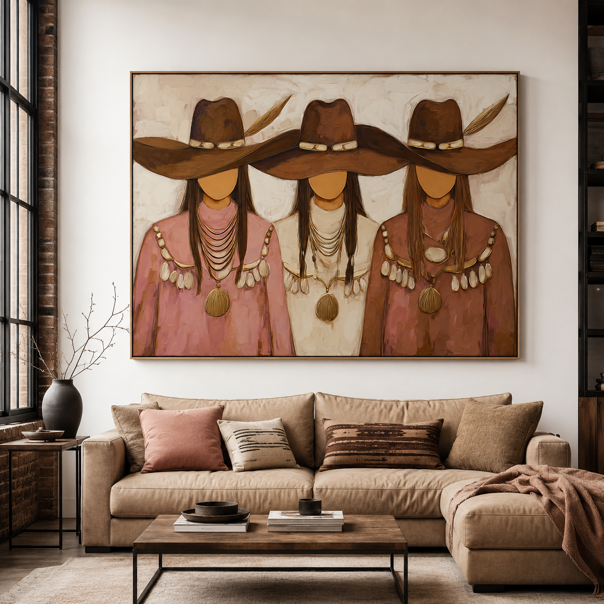 Velvet Horizon Sisters – Modern Western Figurative Wall Art