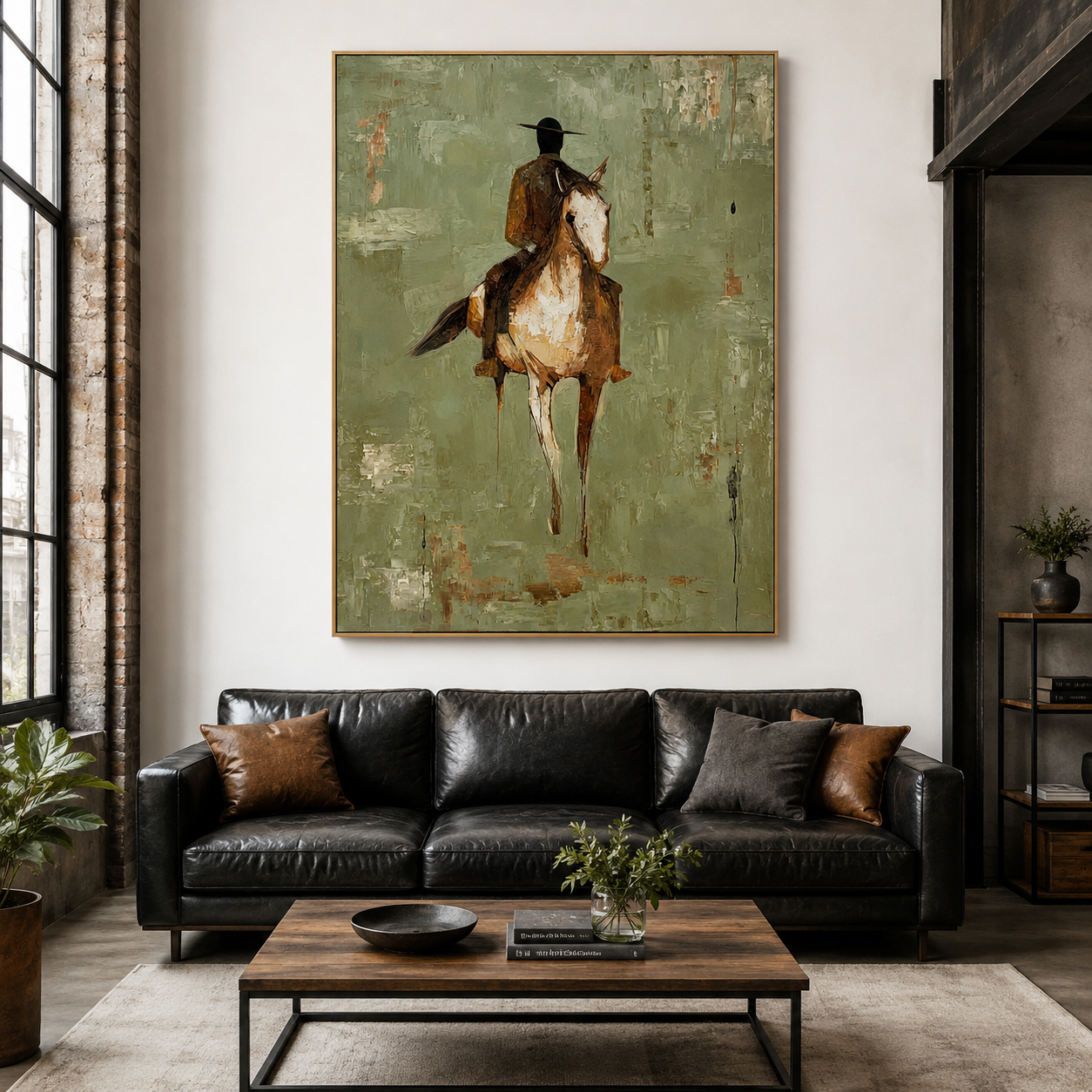 Verdant Rider Spirit – Equestrian Figurative Wall Art
