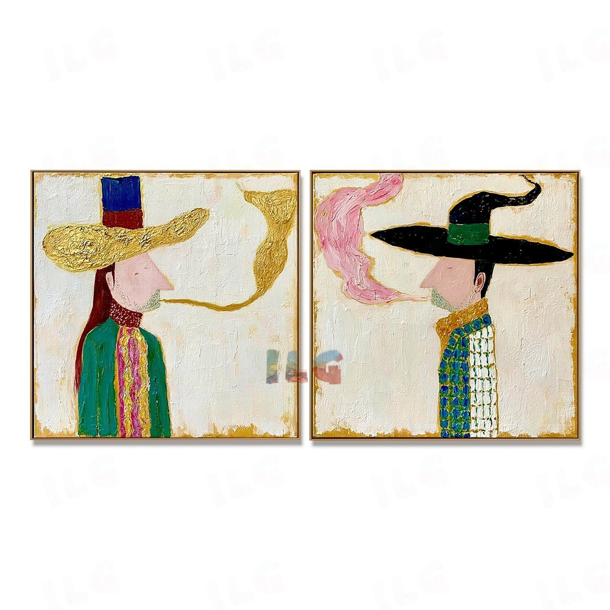 Whispering Hats – Abstract Portrait Wall Art Set