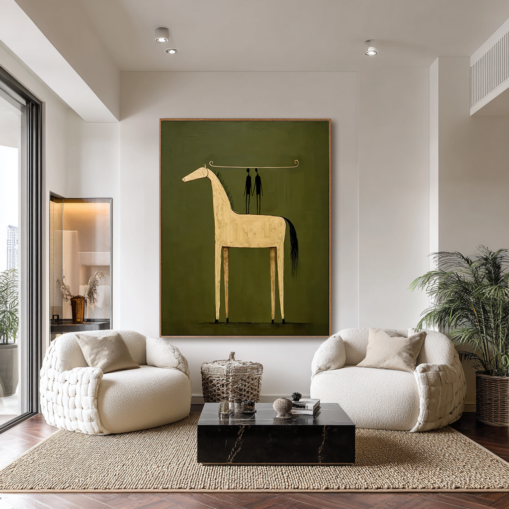 Olive Passage - Minimalist Horse Canvas Art