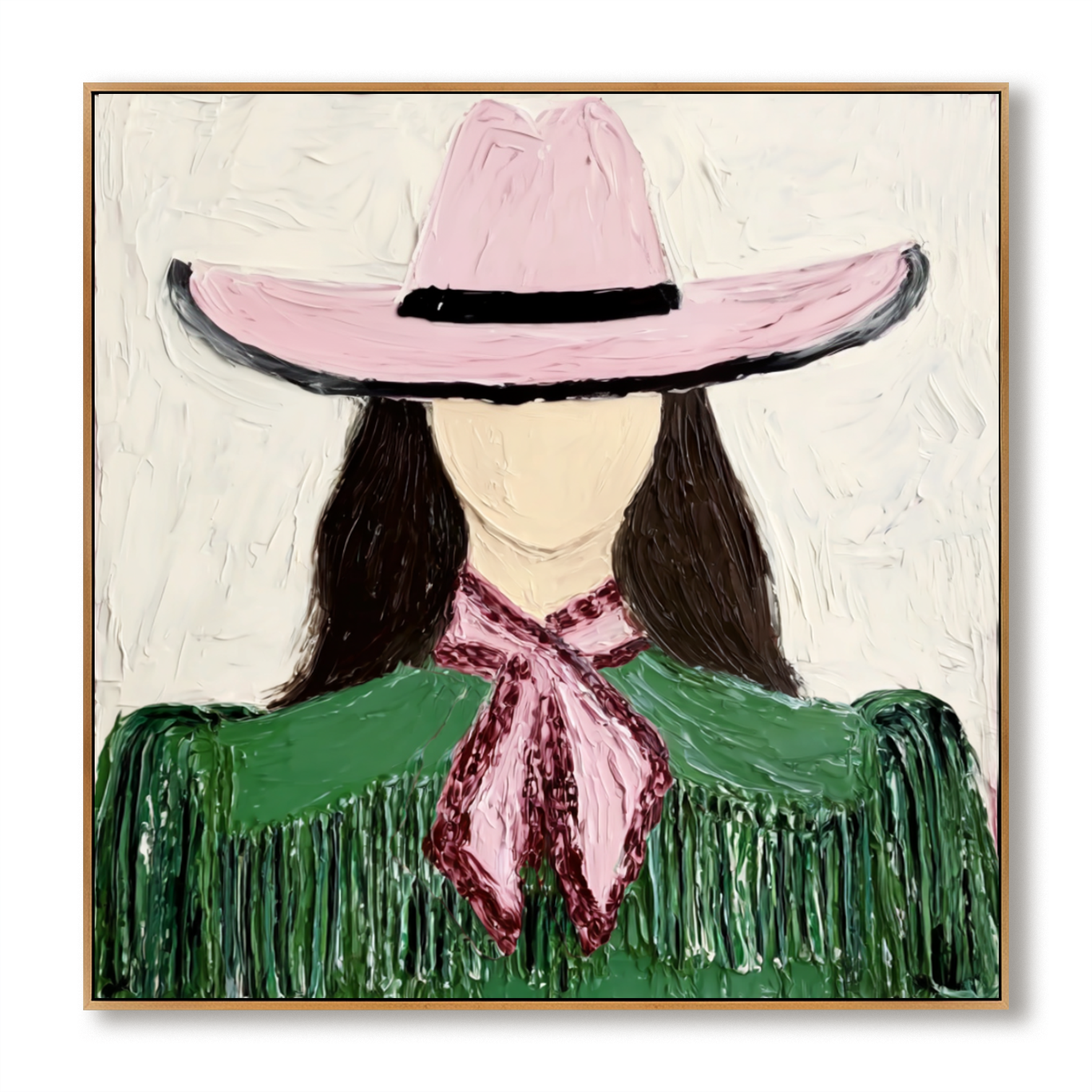 Pink Hat – Minimalist Hand-Painted Oil Painting