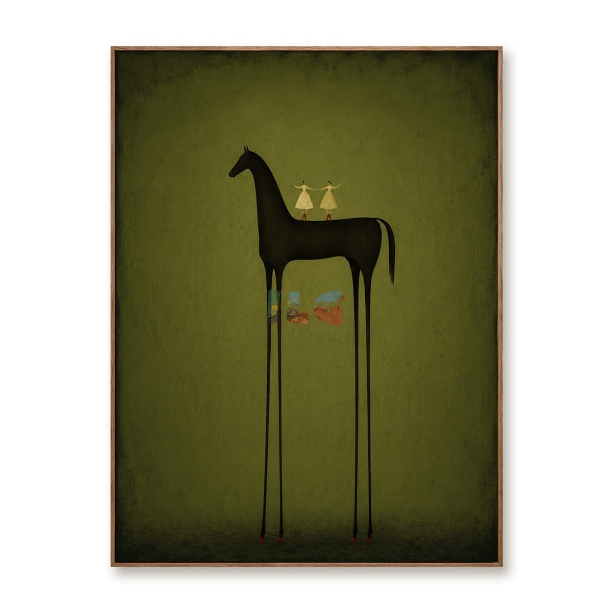 Olive Shadow Horse – Minimal Figurative Wall Art