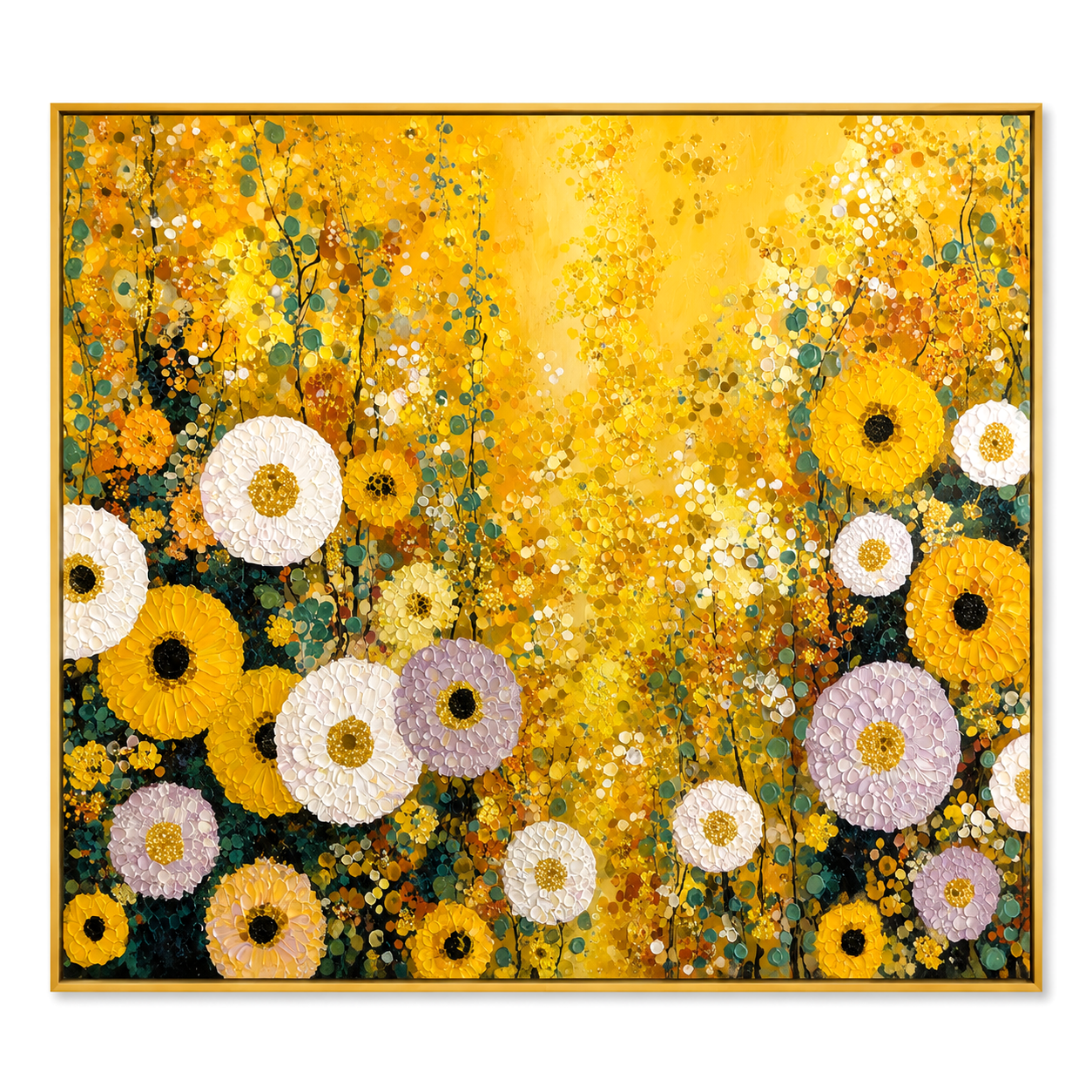 Sunlit Petals – Hand-Painted 3D Textured Yellow Floral Canvas