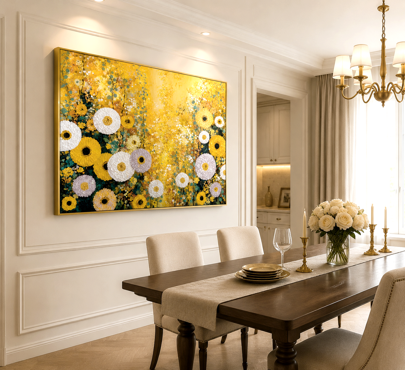 Sunlit Petals – Hand-Painted 3D Textured Yellow Floral Canvas