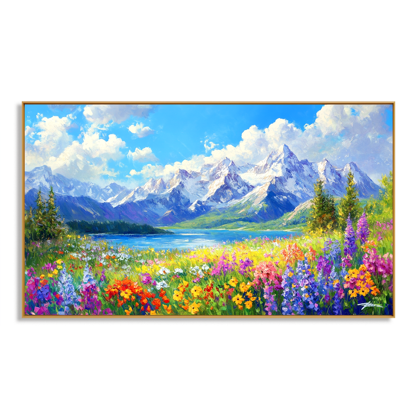 Alpine Promise - Snow Mountain Lake Wildflower Wall Art