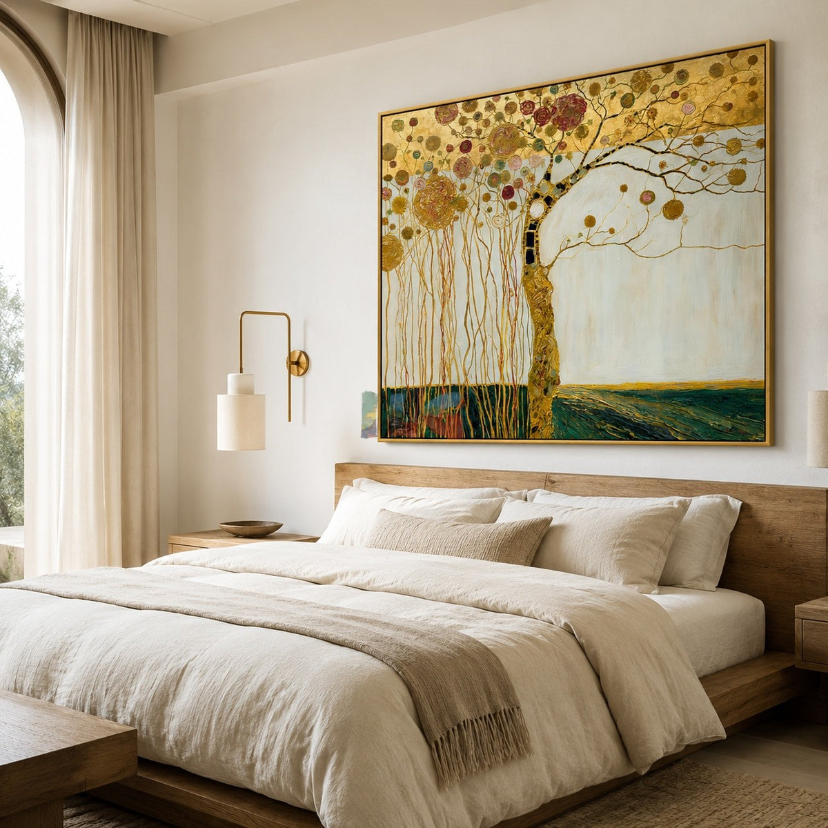 Golden Canopy Bloom – Decorative Botanical Textured Wall Art